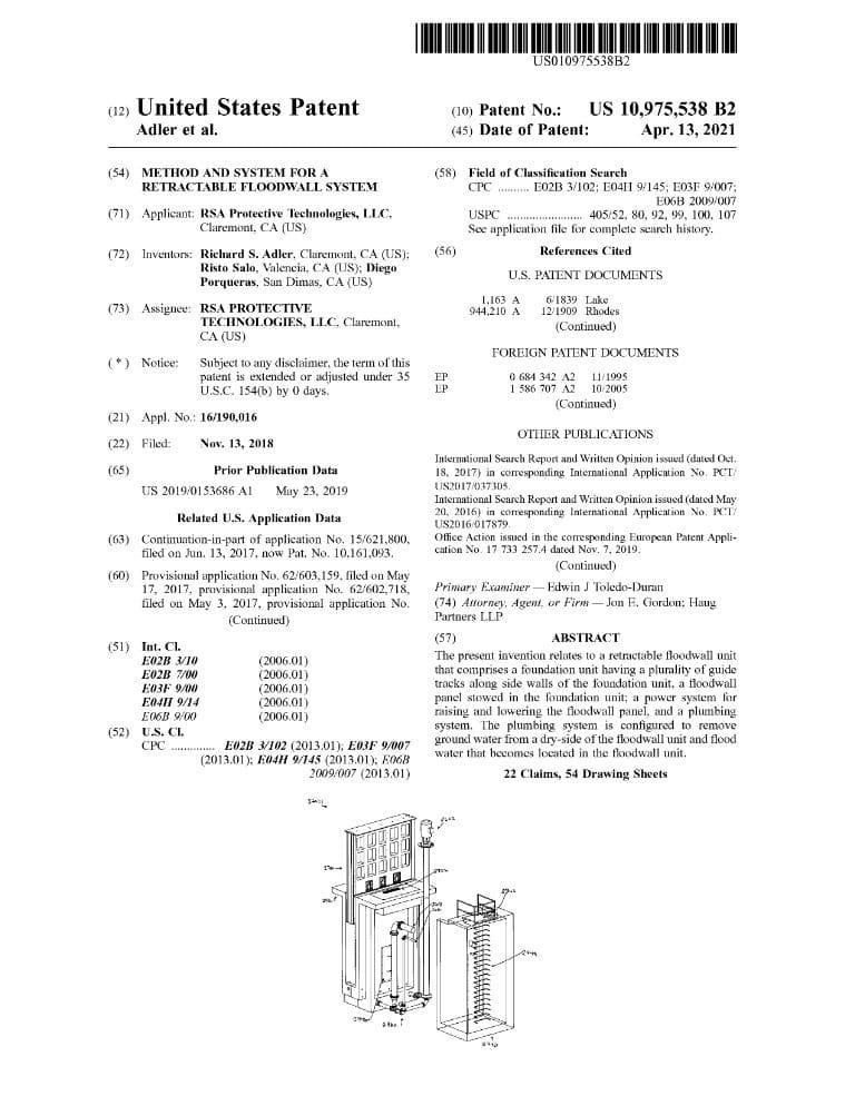 Patent US 10,975,538 B2 thumb