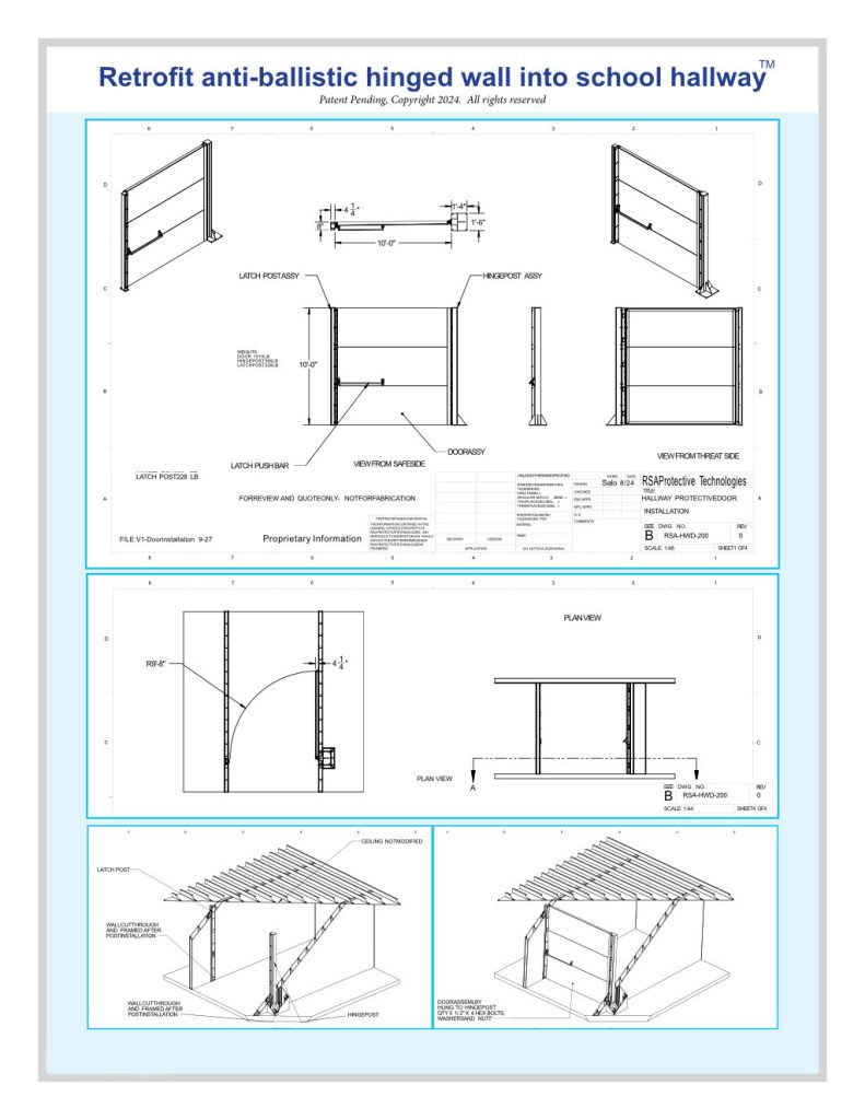 RSA Anti-Ballistic Hinged Door Architectural Drawings